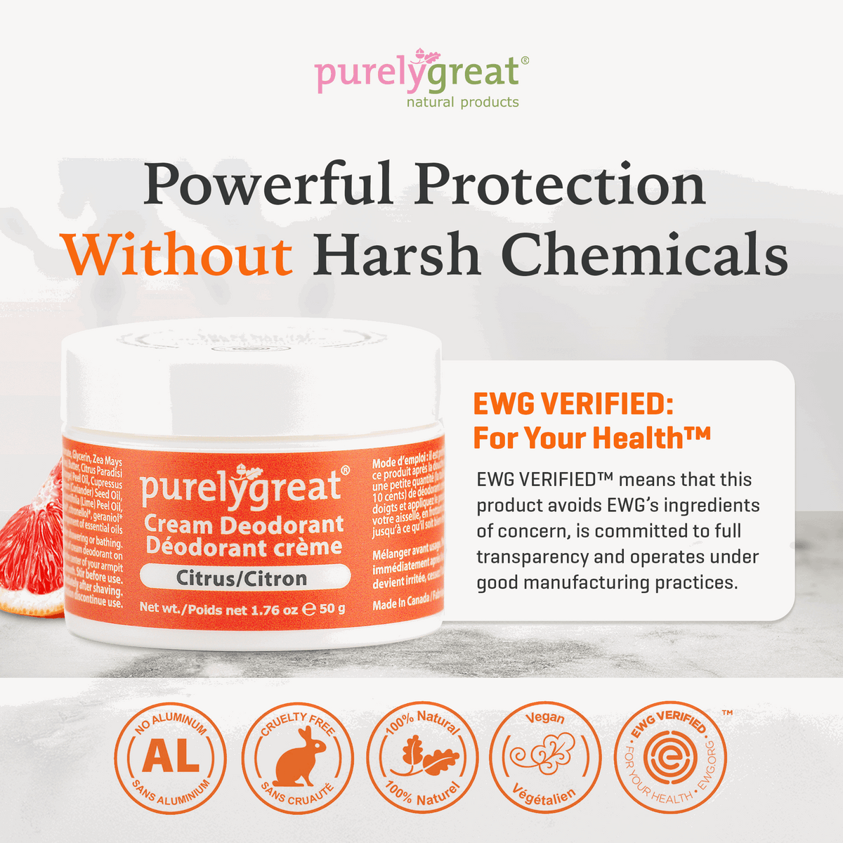 Citrus Cream for Women | Purelygreat Natural Deodorant